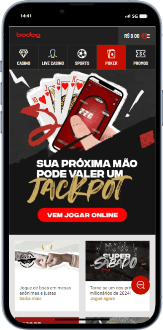 Tela de poker no menu inicial da Bodog